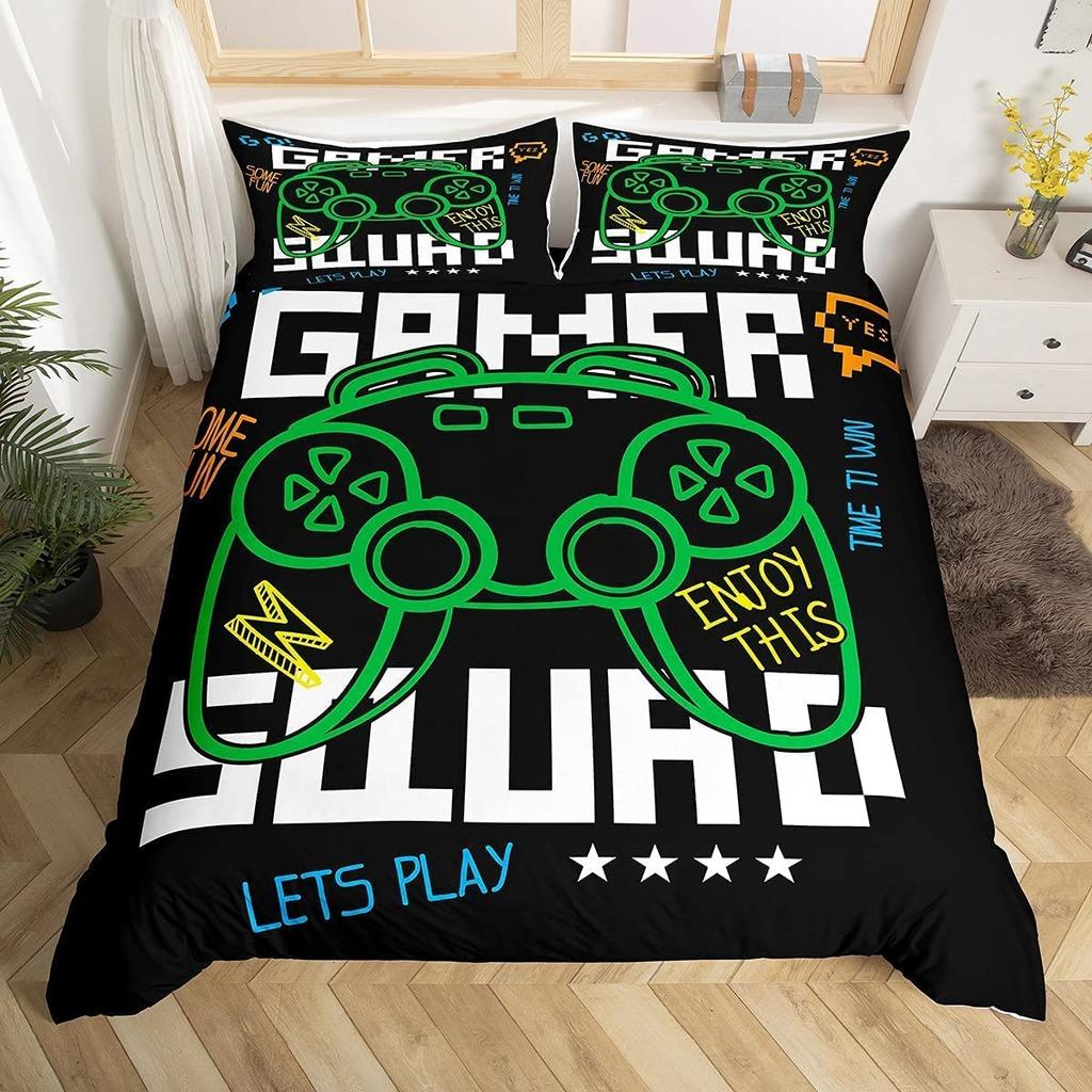 Gaming Duvet Cover Twin Queen Game Controller Bedding Set For Child Teens Gamer Room Decor Microfiber Gamepad Comforter Cover