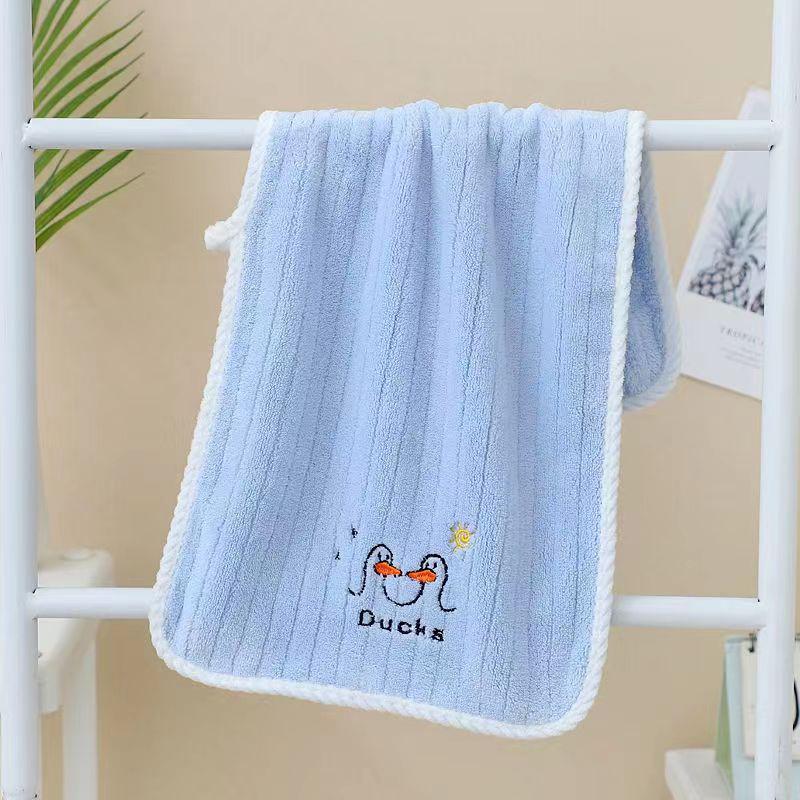

Детское полотенце для лица, безопасное, мягкое, впитывающее воду, бархатистое, кораллового цвета, приятное для кожи, бытовые подвесные полотенца, детский носовой платок с рисунком 25X50CM синий