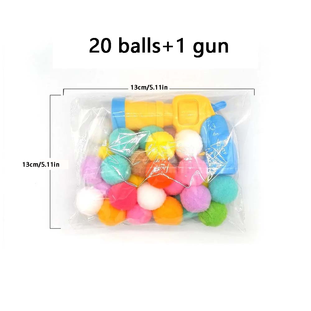 

1PC Gun with 20 Toy Bolls Cat Plush Ball Gun Relief Quiet Ball Micro Elastic Electrostatic Sticky Fur Cat Toy Ball