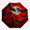Halloween Moonlit Night Bat & Pumpkin Decorative RoundelUmbrella, Portable 3-Fold Compact Umbrella for Men & Women Gift