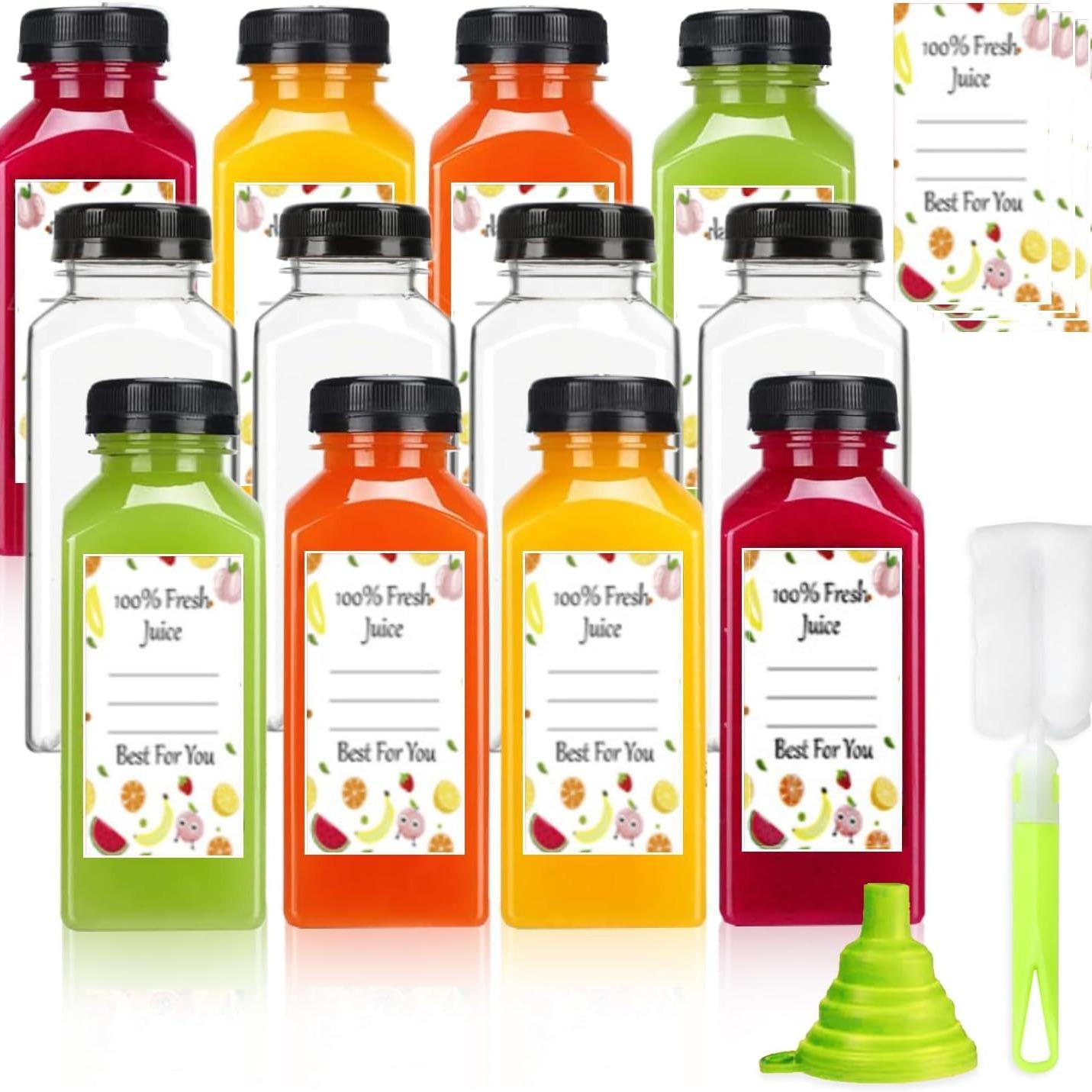 

12 Plastic Juice Water Bottles with Lids, 350ML Reusable Water Bottles 350ML
