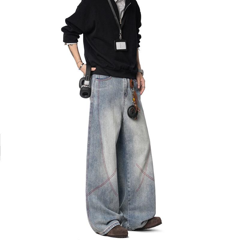 DREAM MADE Прямые джинсы из стираного фактурного хлопка 2XL