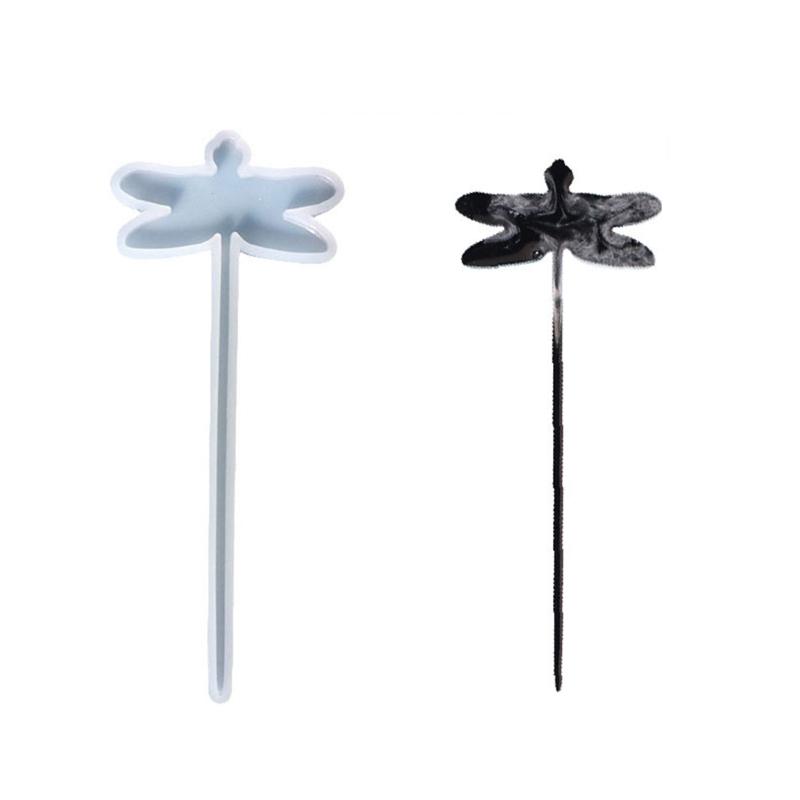Butterfly Dragonfly Hairpin Molds Hair Stick Silicone Molds Headdress Hair Pin Epoxy Resin Casting Mold Jewelry Making DIY Craft