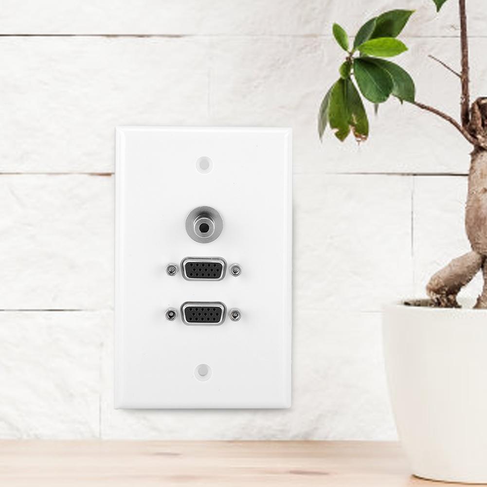 2 VGA Port 3.5 Female Head Wall Plate Panel for Home Theater Installation