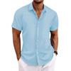 Men's Cotton and Linen Sports Casual Loose Short Sleeved Shirt