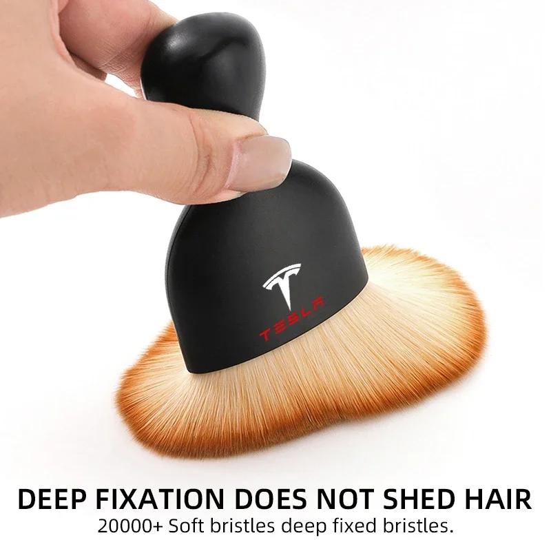 Car Sticker 2025 New Tesla Car Interior Cleaning Soft Brush Tool Dust Remover For Tesla Model 3 S X Y Roadster Bonina Coil Acces