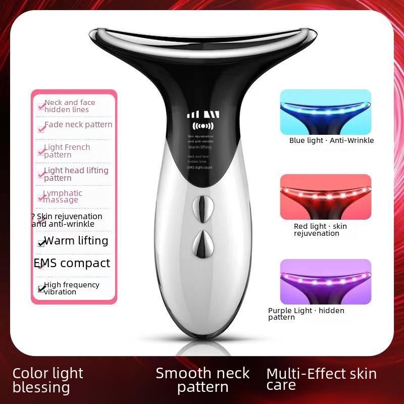 EMS Microcurrent Neck and Face Beauty Device: Removes Neck and Nasolabial Lines, Vibrates for Massage, Lifts and Tightens, Anti-Wrinkle.