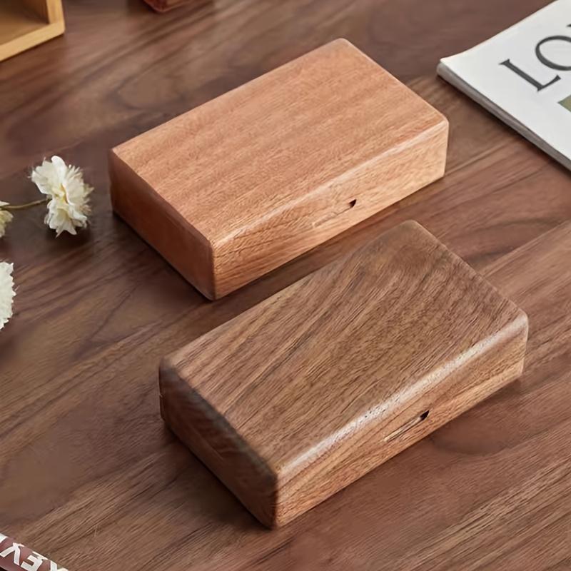 Boîte à bijoux haut de gamme en bois massif Noyer noir bois rétro petite fine portable boîte de rangement pour bagues bijoux en or, Boîtes à bijoux