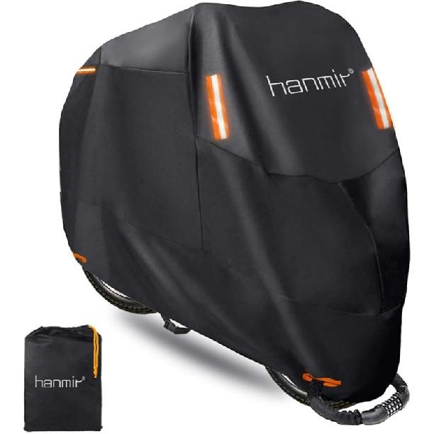 Motorcycle Cover,Motorbike Cover All Season Universal Weather Waterproof Sun Outdoor Protection With Lock-Holes & Storage Bag,XXL Motorcycles Vehicle