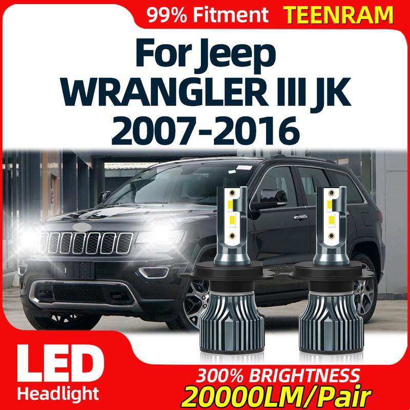 

LED Headlight Bulbs 120W 20000LM Turbo Auto Lamps 6000K Car Lights 12V For Jeep WRANGLER III JK 2007-2012 2013 2014 2015 2016 High Low Beam 2PCS