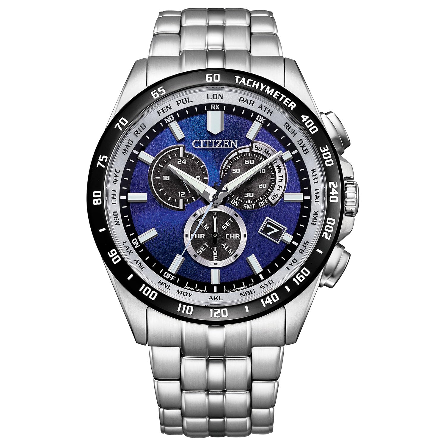 

[Citizen] Wristwatch, Light-powered Eco-Drive, Radio-controlled, Waterproof, UNITE with BLUE, Limited Edition, Silver, Blue, CB5874-81L, Men s, Silver