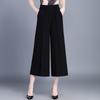 Women's Chiffon Wide Leg Pants Cropped Pants Summer Loose Plus Size Casual Pants High Waist Straight Leg Pants