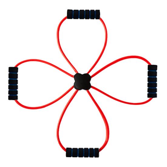 

Pilates Resistance Band with 4 Loop Grips Chest Expander Stretching Band Muscles Strength червоний