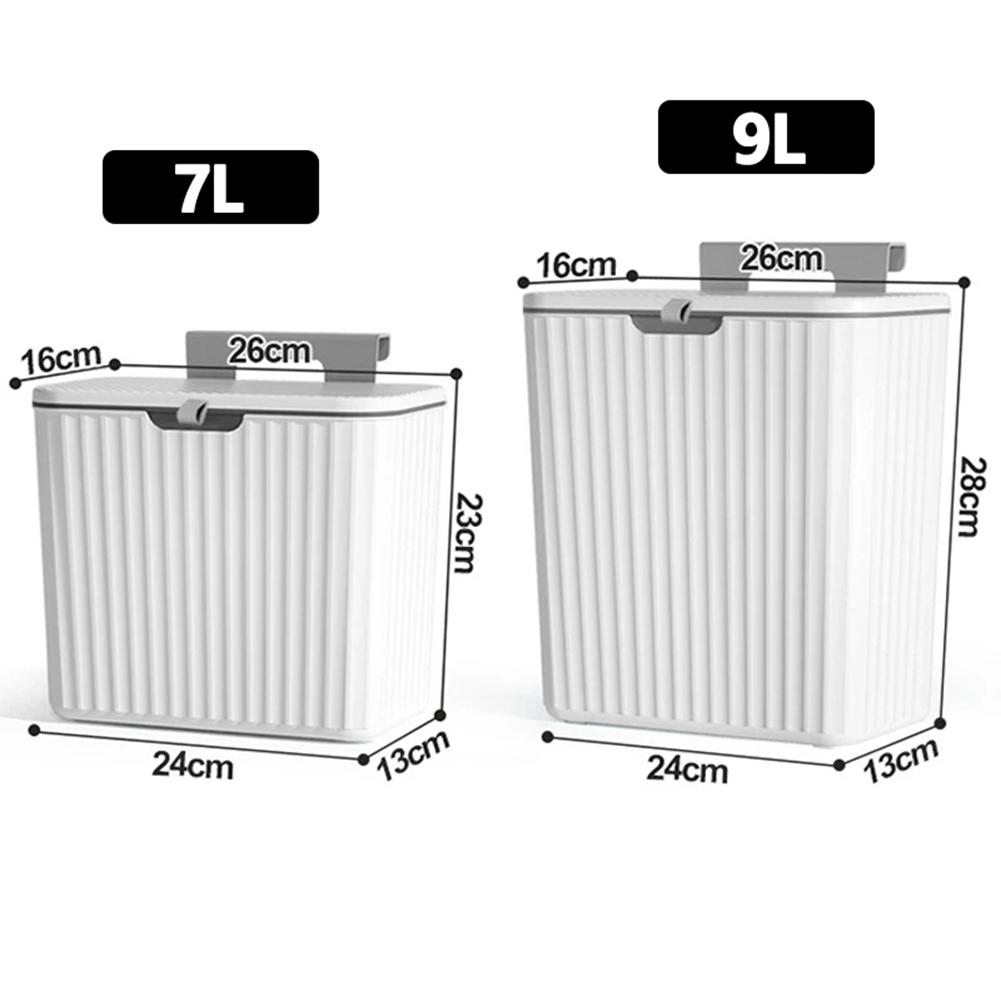 Good-1 Piece Kitchen Trash Can Large Capacity Garbage Cans With Lid Hanging Trash Bin For Bathroom Cabinet 7L
