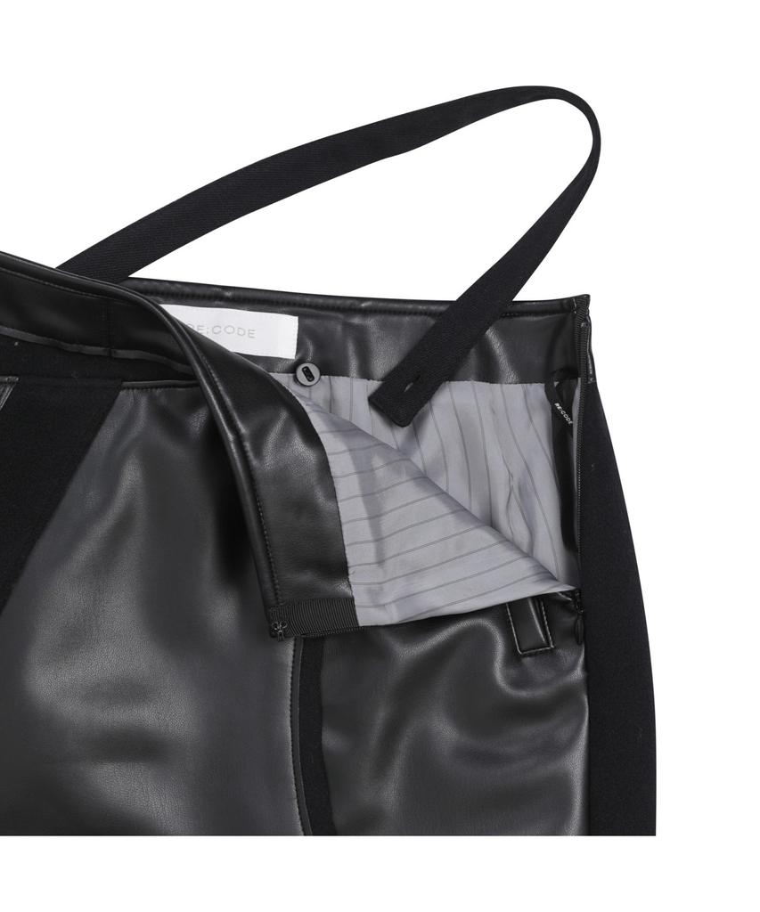 Recorde Recycled Leather Asymmetric Midi Skirt Rqkaw23405Bkx