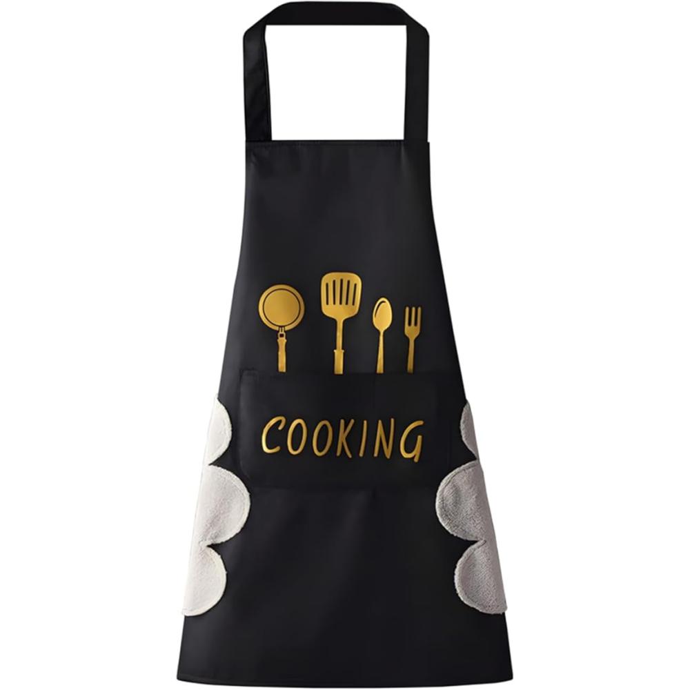 1pc Stylish Polyester Apron with "COOKING" Print - Thick Waist Design, Durable & Easy-Clean, Perfect for Home Kitchen Wear, Cook