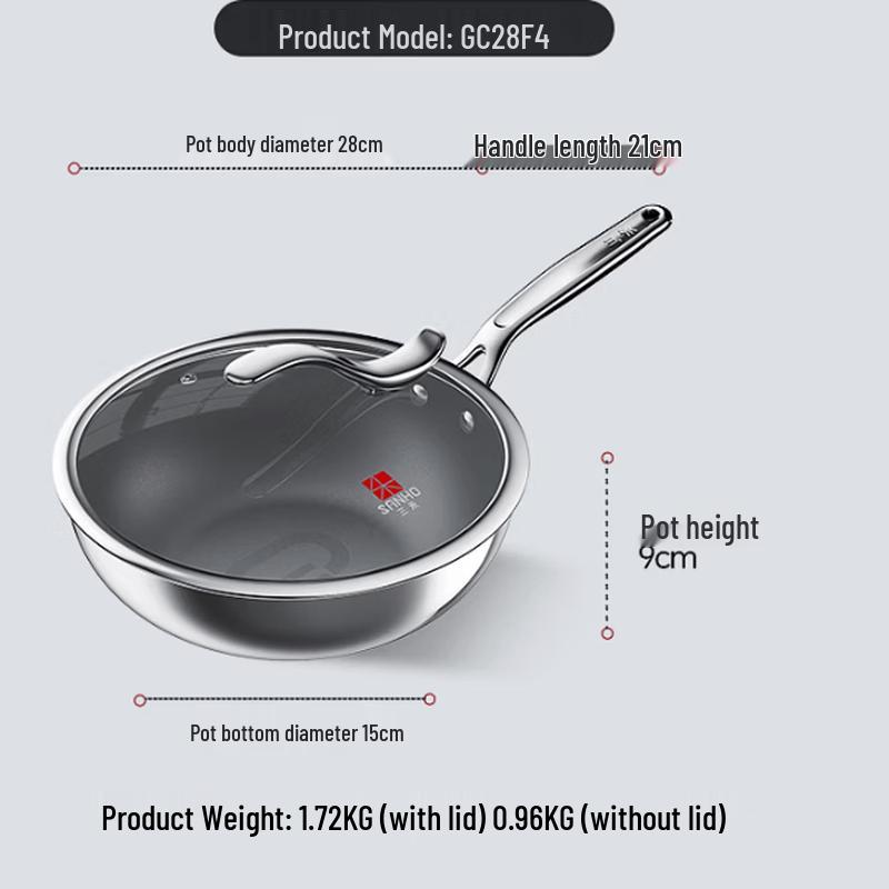 Sanhe Pure Titanium Non-Stick Wok (28cm)