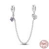 Breloque Chaîne de Sécurité Étoiles et Lune Trèfle à Quatre Feuilles en Cuivre pour Bracelet Authentique DoItYourself Bijoux Cadeaux