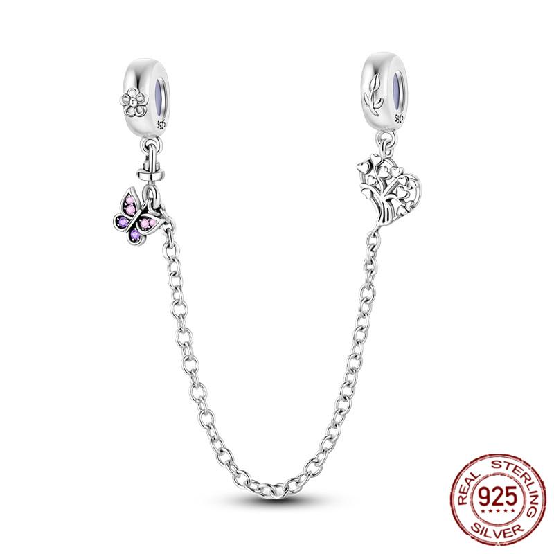 Breloque Chaîne de Sécurité Étoiles et Lune Trèfle à Quatre Feuilles en Cuivre pour Bracelet Authentique DoItYourself Bijoux Cadeaux