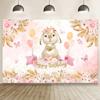 Prinzessin 1. Geburtstag Foto Hintergrund – Rosa Kaninchen Thema, Perfekt für Babyparty & Fotostudio Requisiten-Wandteppich
