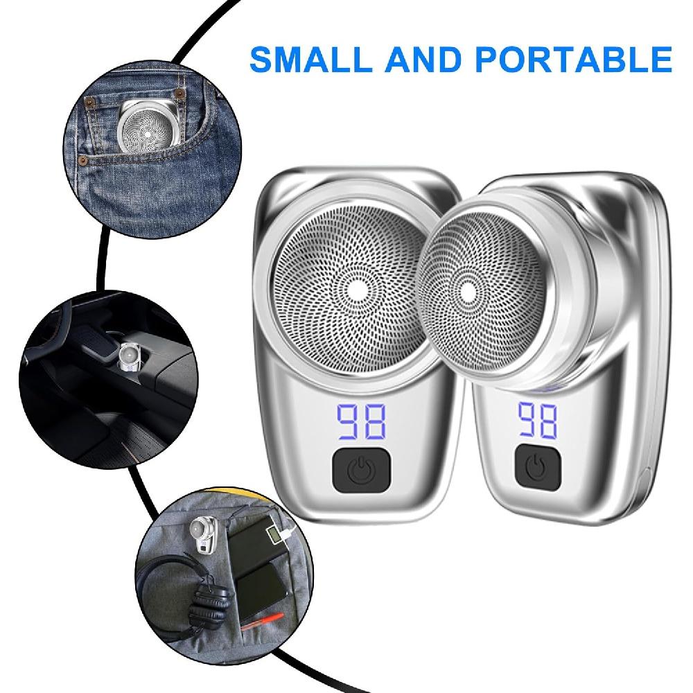 Mini-Elektrorasierer, tragbarer Rasierer, USB-waschbarer Nass- und Trockenrasierer für Männer, Taschenrasierer mit Leistungsanzeige, Elektrorasierer für Autofahrten