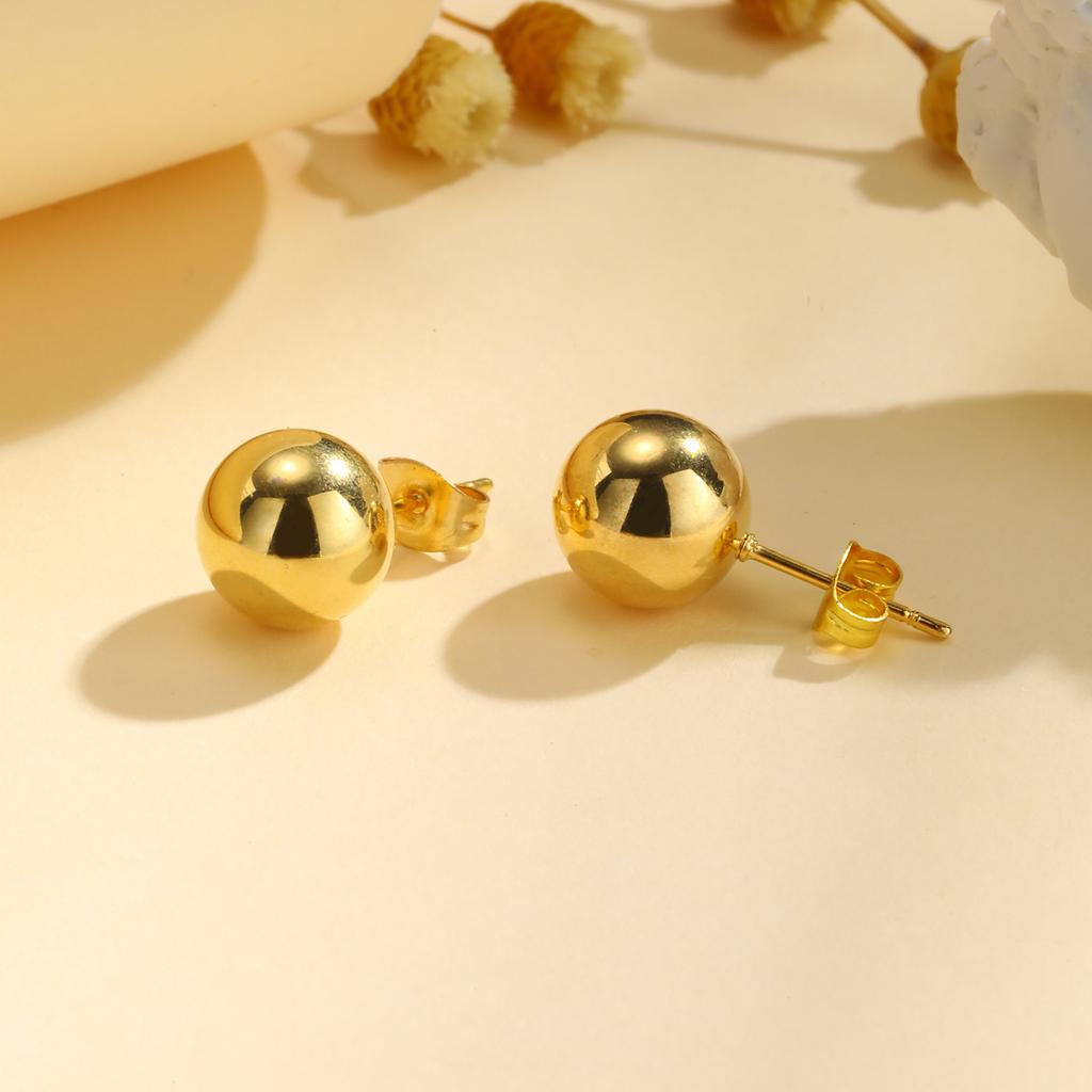 Bead Ball Earrings, Stainless Steel Women Earring Gold Plated, Beaded Hoops Huggie Jewelry