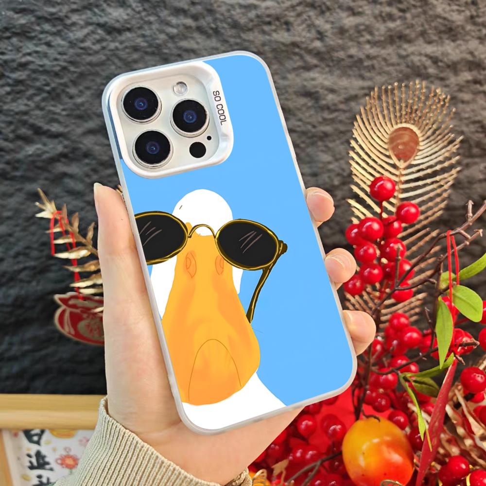 Cartoon Cute Goose Game Phone Case For Iphone 17 16 15 14 Pro Max Xr Air Plus Black Silver Hard Shell Cover