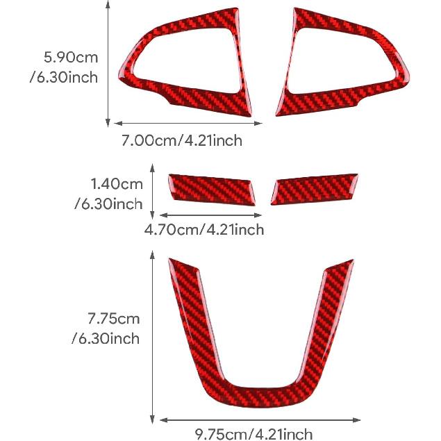 Real Carbon Fiber Steering Wheel, Button Chin Frame Covers for Ford Focus RS/ST/SE/ECO Boost (2015-2018), Decor Stickers Kit Interior Car