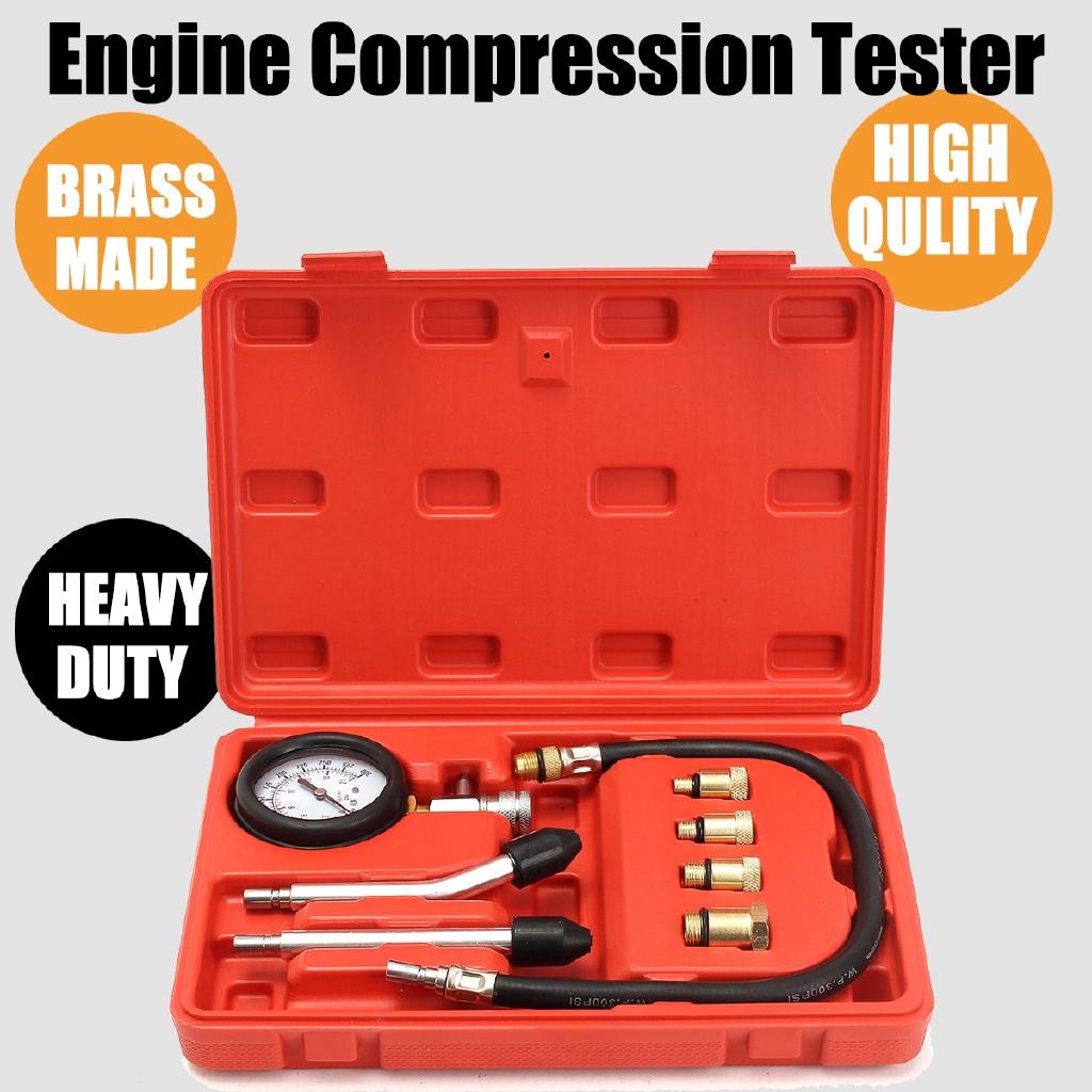 Petrol Engine Tester Pressure Gauge Set Kit Compression Leakage Diagnostic Compressometer Tool for Auto CAR with Case