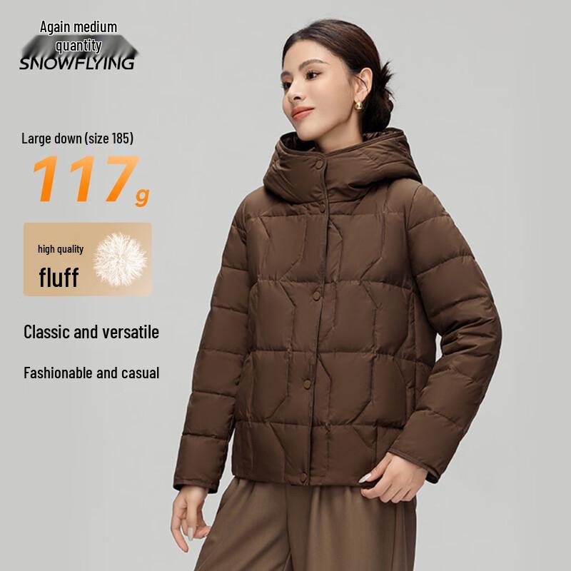 XueZhongFei Damen Klassische Mittellange Daunenjacke mit Kapuze