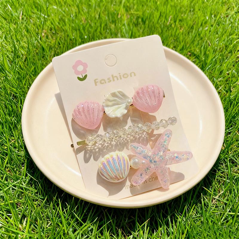 Blue Ocean Mermaid Princess Starfish Shell Hair Clip - Cute Hair Accessory for Children and Women