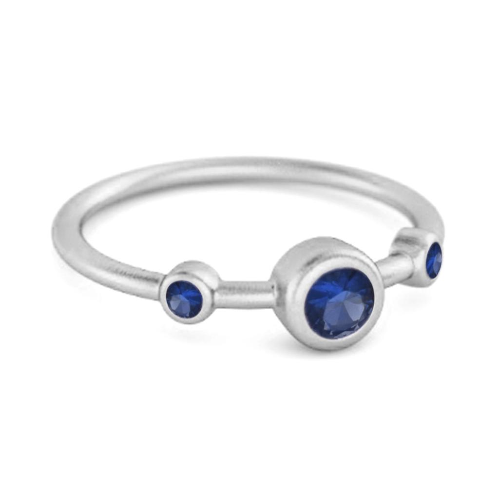 Blauer Saphir Lünettenfassung Ring - 925 Sterlingsilber