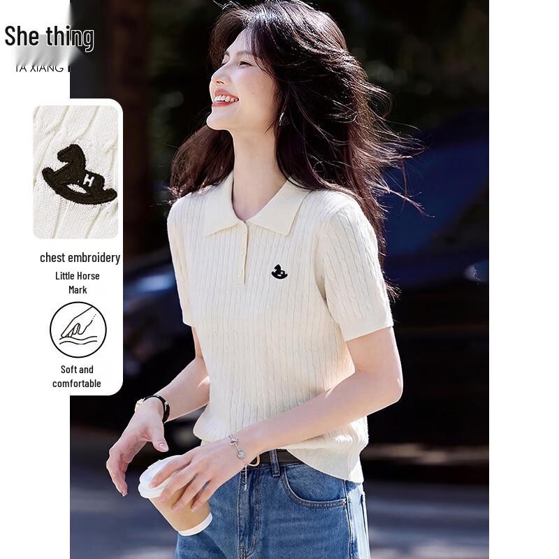 

Women s Knitted Polo T-Shirt M