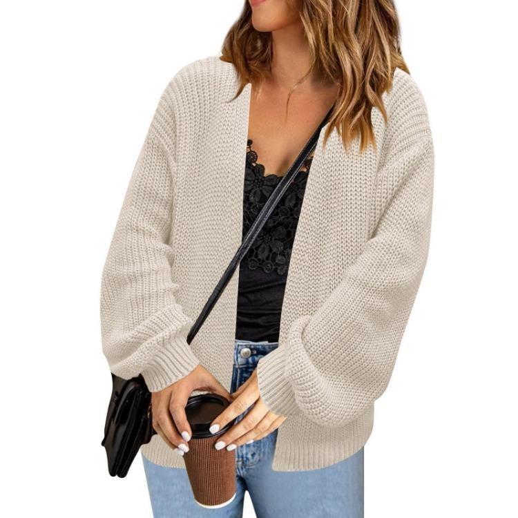 Casual Long Sleeved Knitted Cardigan Jacket Fashionable Loose Sweater for Women