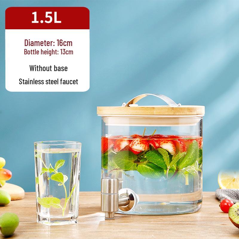 Žáruvzdorná skleněná láhev na kvašení vína s kohoutkem – Ideální pro víno, ovocný čaj, léčivé nápoje a nápoje k samoobsluze