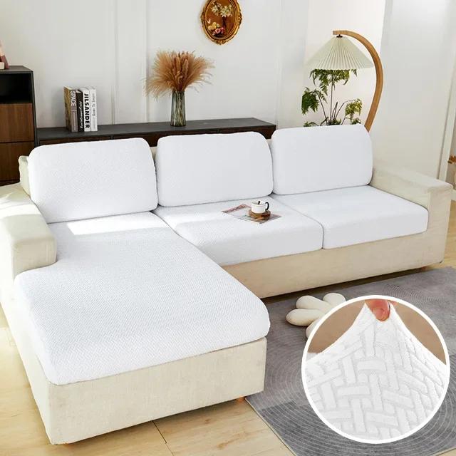 Elastic Sofa Cover for Living Room Jacquard Solid Sofa Seat Cover Grey Washable Seat Cushion Cover Furniture Protector Sectional