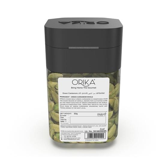 Orika Idukki Bold Green Cardamom Whole 50g | Bold 8mm Elaichi Green | No Artificial Colours or Preservatives