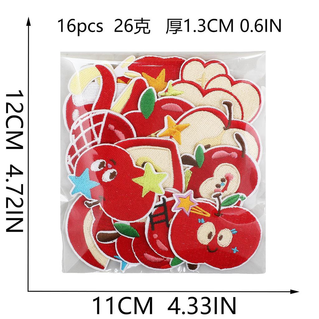 Cartoon Apple Embroidery Cloth Sticker Apple Cake Patch Sticker Children'S Clothes Decoration Stars Apple Embroidery Stamp Boy