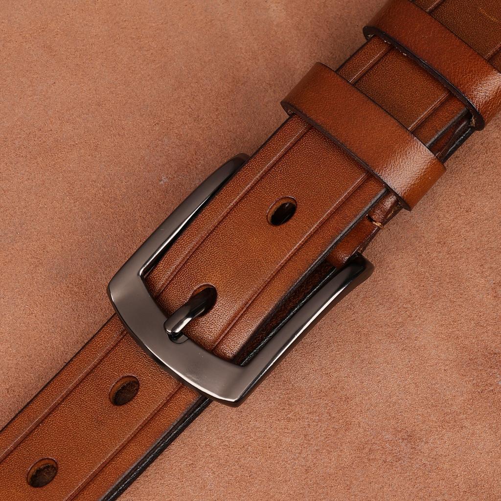 Retro-Gürtel Herren Erste Schicht Rindsleder Vollleder Vielseitig Baumrindenleder Nadelverschluss Gürtel Mittelalter und Junge Männer Neuer Gürtel