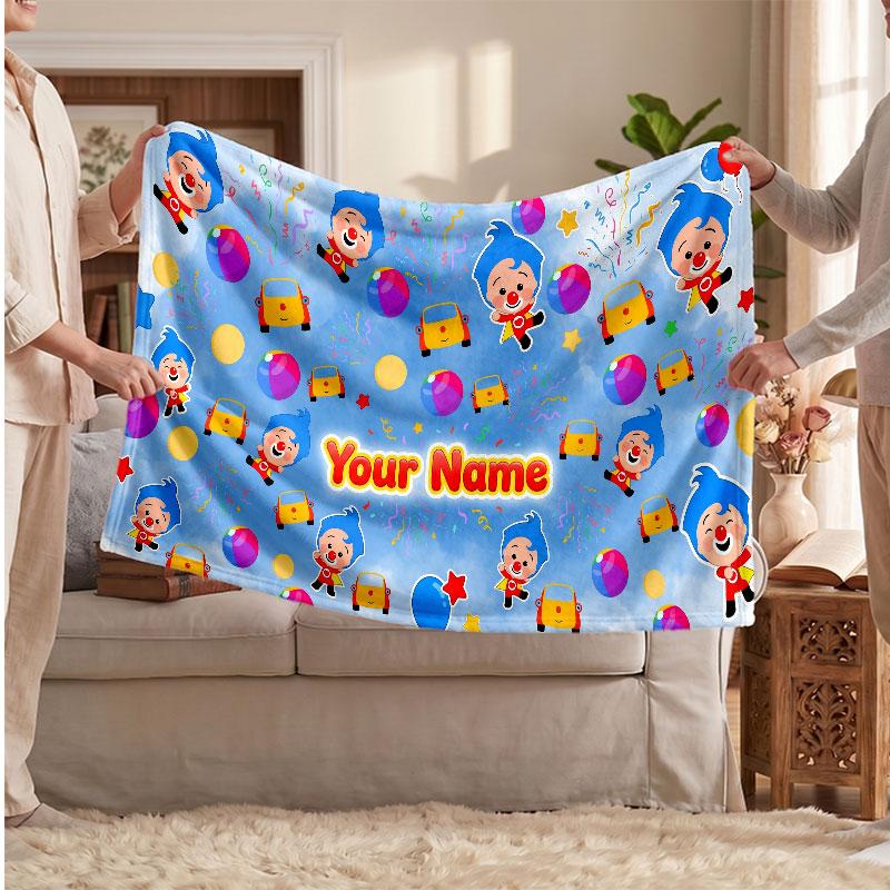 El Payaso Plim Plim Personalized Flannel Blanket, Custom Printed Text Name, Warm Soft Blanket For Couch Bed