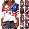 Women's Tops Three-quarter Sleeve Shirt V-neck Loose Casual Shirt Print T-shirt