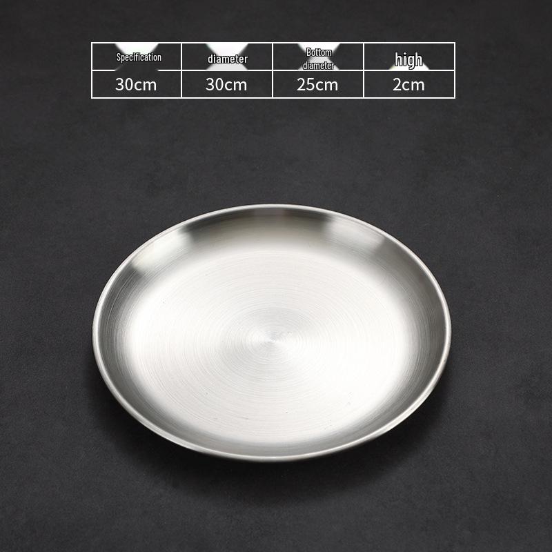 304 Stainless Steel Gold Korean BBQ & Dessert Plate, Flat-Bottom Fruit Tray