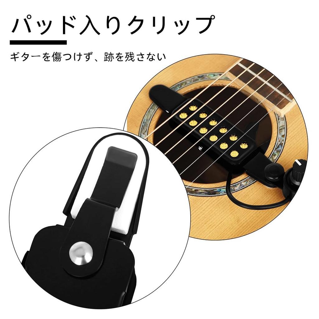 Acoustic Guitar with Tone and Volume Padded Easy Connection Compatible with Acoustic Guitars Pickup, 12-Hole, Controls, Connector, Clip, Operation,