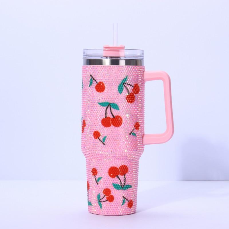 40oz Insulated Car Mug With Handle Accent 304 Stainless Steel Leak-Proof Travel Cup Home Office Outdoor Sports
