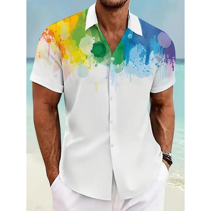 Hawaiian Men's Short Sleeve Shirt Summer Seaside Resort Men's Casual Shirt Beach Party Short Sleeve Shirt Marine Animal Print