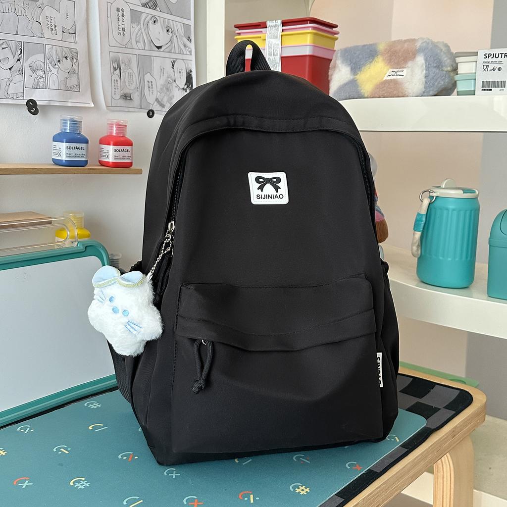 Schoolbag1011 new solid color milk yellow schoolbag female junior high school students campus large capacity backpack travel backpack wholesale