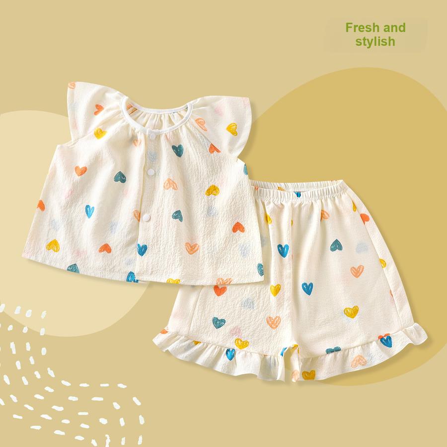 New Summer Sleeveless Set Thin Baby Girls Breathable Air-Conditioned Clothes Fashion Casual Pajamas Summer Style