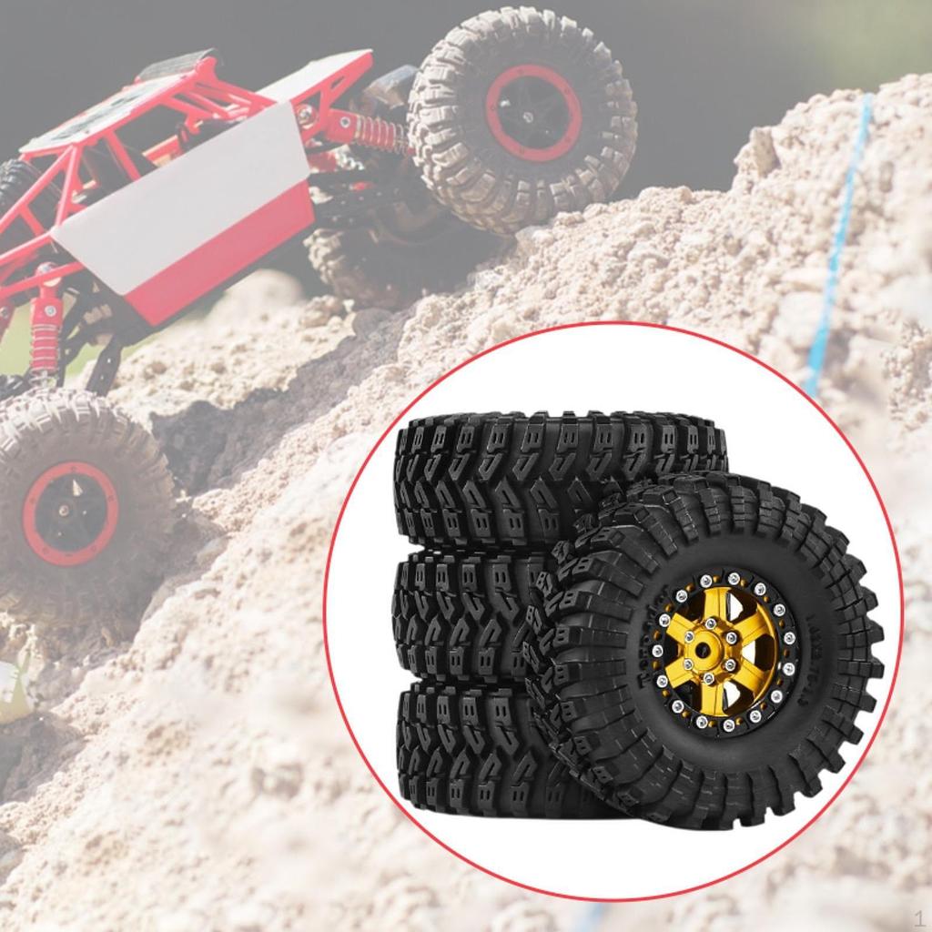 4 Pieces 1/18 1/24 RC Crawler Car Wheels and Tires Accessory Aluminum Alloy Easy to Install