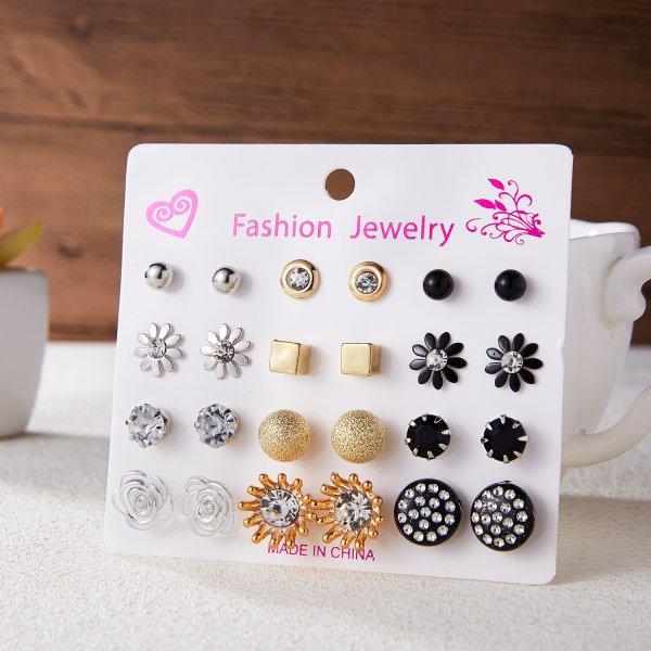 20 Paar/Set Damen Mädchen Strass Kristall Ohrstecker Ohrringe Gemischte Stile Runde Kleine Ohrringe Sets Party Schmuck Geschenk 2 3 4 5mm