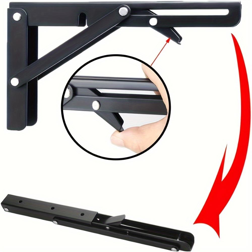 2pcs Heavy Duty Iron Foldable Tripod Stands Double Hinge Design, Wall Mount & Desktop Storage, Durable Industrial Style with Pre-Drilled Holes